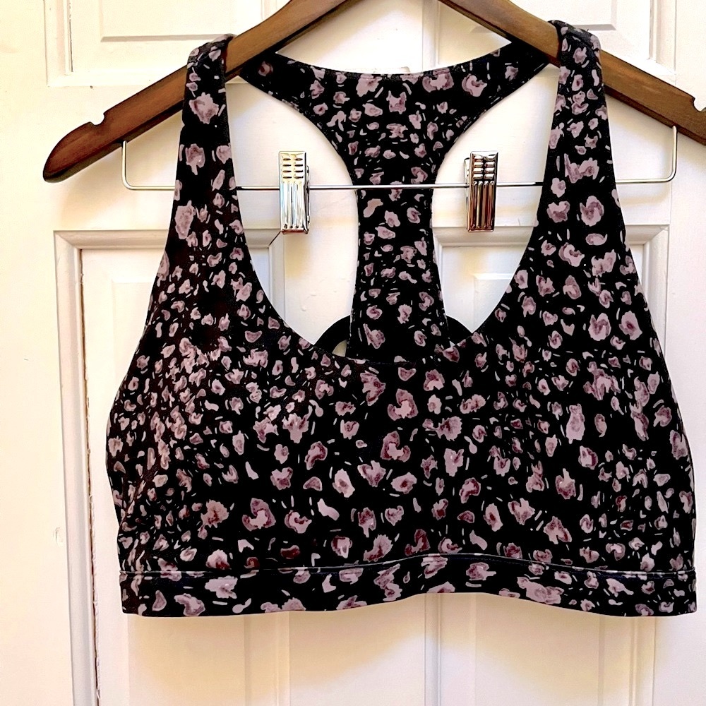 Black floral sports bra. Size L